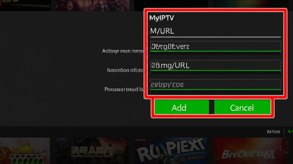 Tela de instalação de um aplicativo IPTV no Xbox.