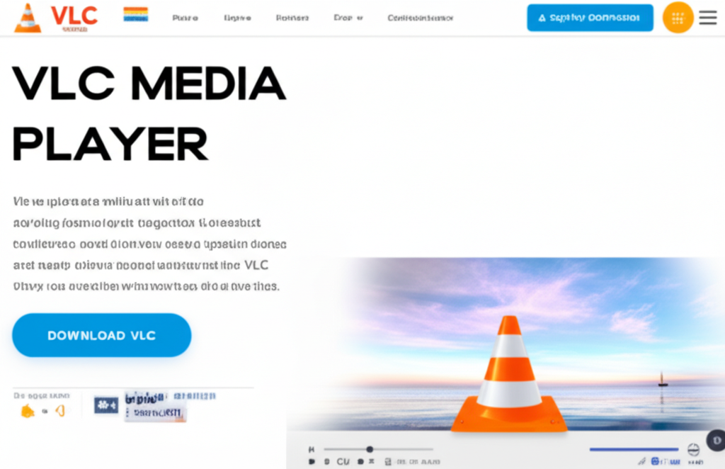 Página de download do VLC Media Player em um navegador.