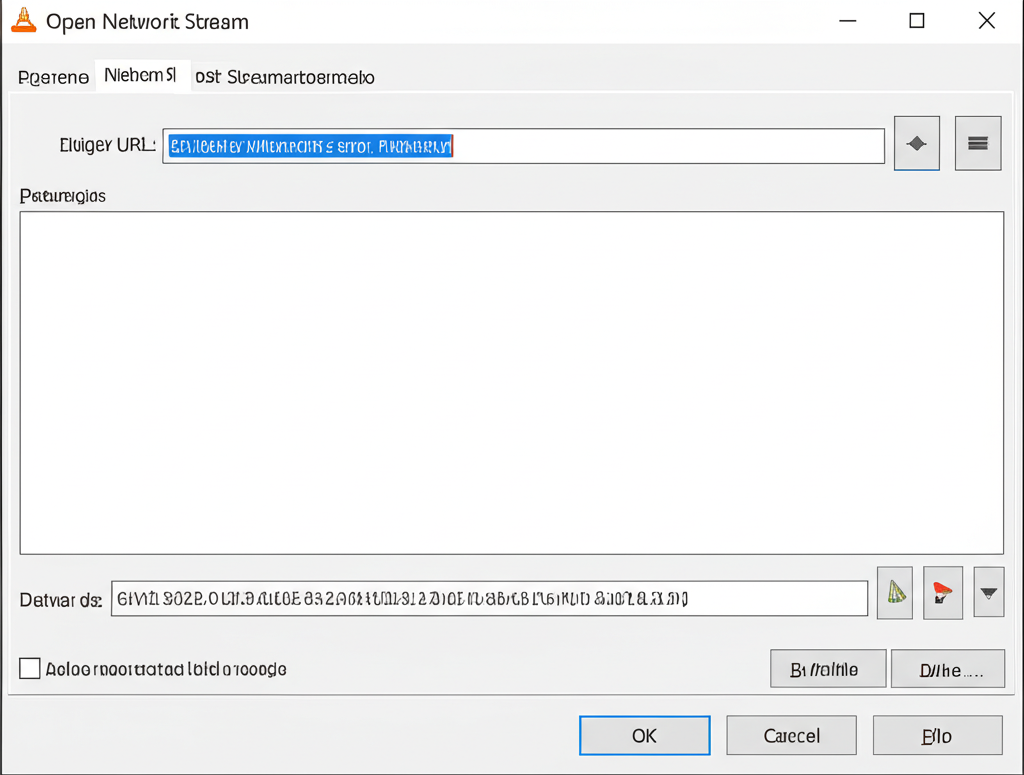 Interface do VLC Media Player, mostrando o menu 'Mídia' e a opção 'Abrir Fluxo de Rede'.